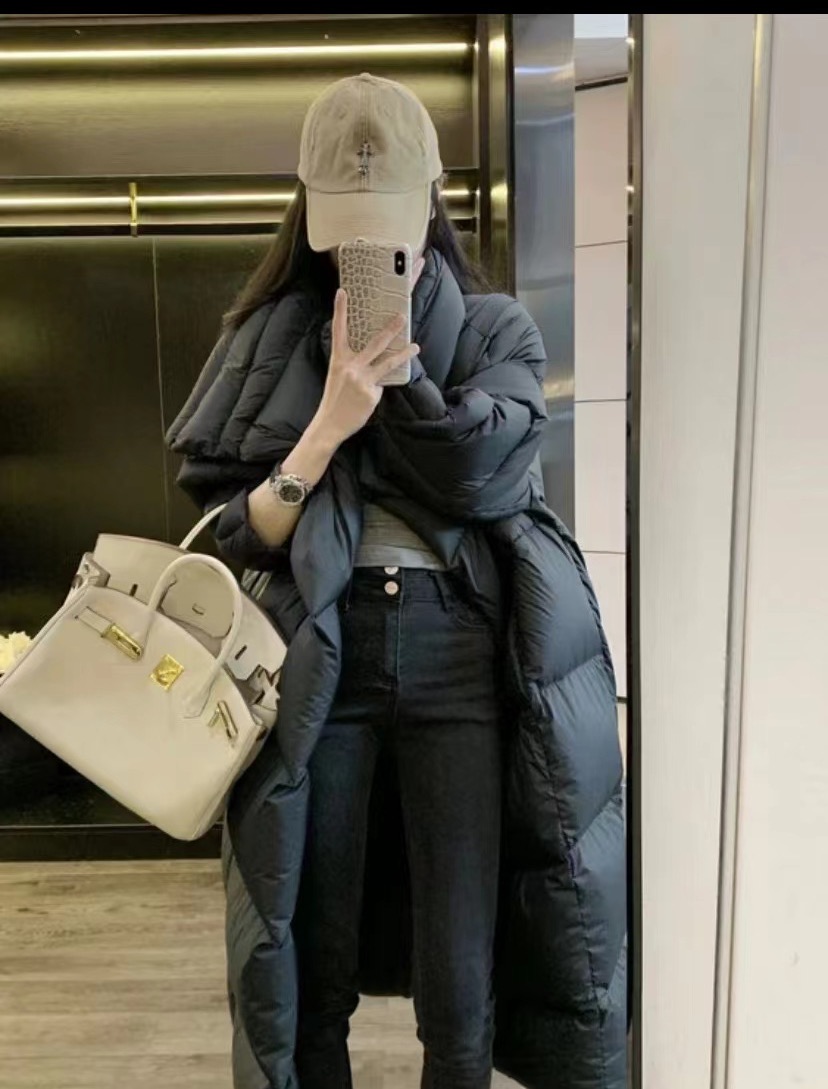 大领子百搭韩版轻薄长款羽绒服